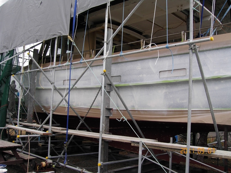 Sundancer hull sanded back